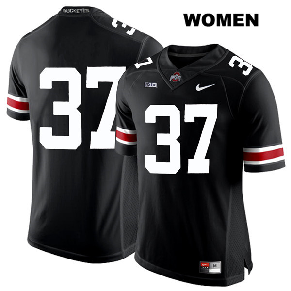 Ohio State Buckeyes Women's Trayvon Wilburn #37 White Number Black Authentic Nike No Name College NCAA Stitched Football Jersey BY19C28JM
